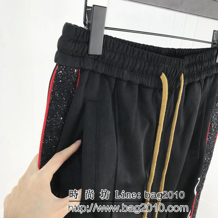 AMIRI 19早春 側邊閃粉珠片織帶 紅色運動褲 定制原版織帶 閃粉珠片印花 男女同款 ydi2417